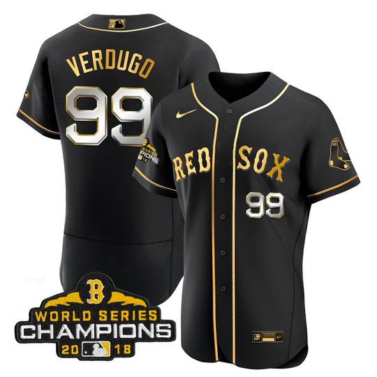 Men Boston Red Sox World Series Champion 2018 Gold Jersey - All Stitched