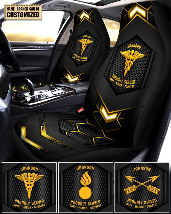 Army Veteran - Personalized Army Branches Car Seat Cover