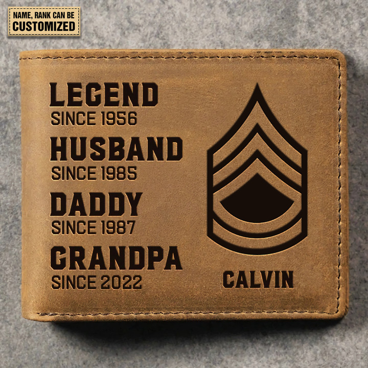 Army Veteran - Personalized Double Sided Engraved Leather Wallet