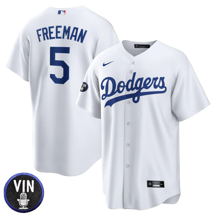 Los Angeles Dodgers Vin Scully Patch Home Jersey - All Stitched