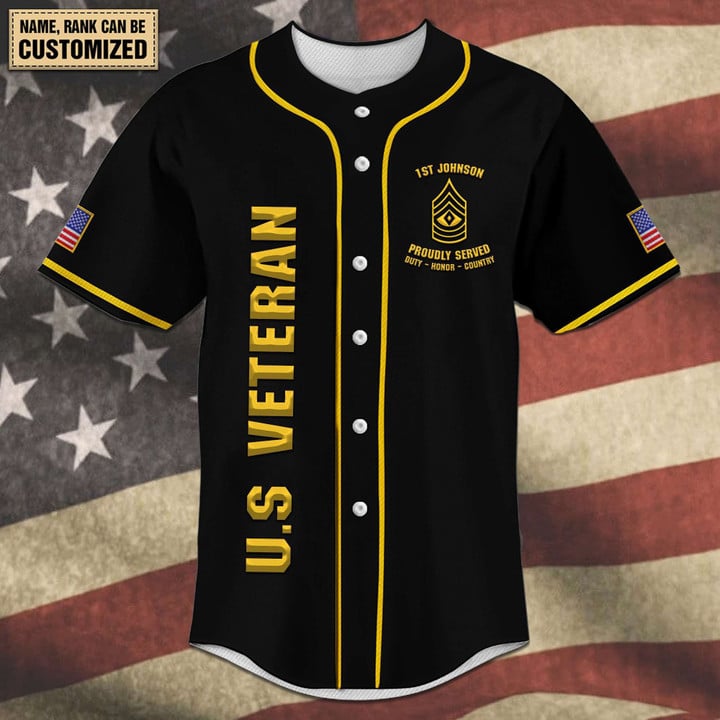 Army Veteran - Personalized Baseball Jersey