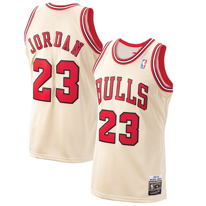 Michael Jordan Chicago Bulls Mitchell & Ness 1995/96 Hardwood Classics Premium Gold Jersey - All Stitched
