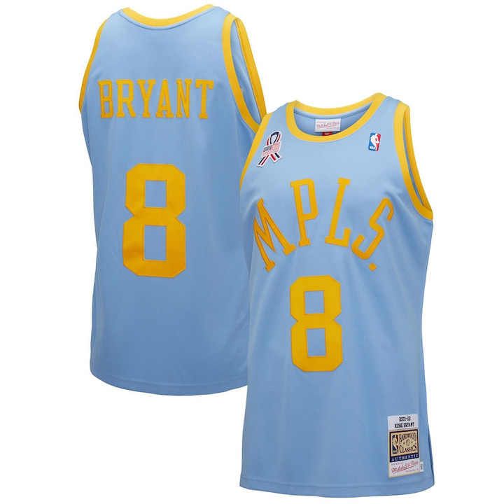 Kobe Bryant Los Angeles Lakers Mitchell and Ness Hardwood Classics 2001-02 Jersey - Light Blue - All Stitched