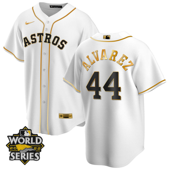 Houston Astros Cool Base White Gold 2022 World Series Jersey - All Stitched