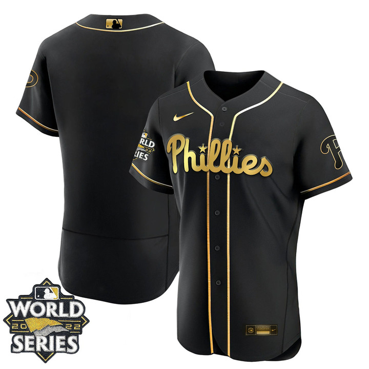 Philadelphia Phillies Black Gold & White Gold Team Jersey - All Stitched