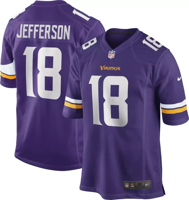 Vikings Justin Jefferson Home Purple Game Jersey - All Stitched