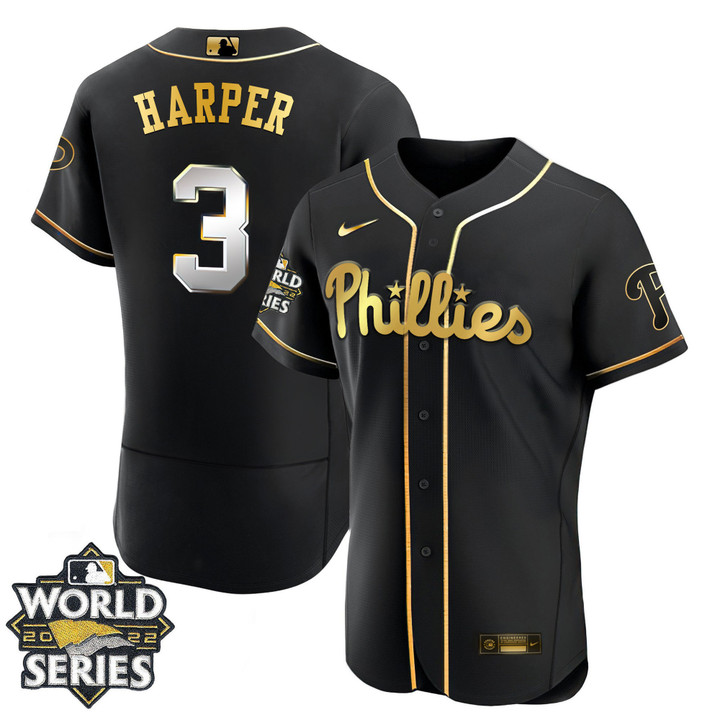 Youth's Philadelphia Phillies Gold 2022 World Series Jersey Limited- All Stitched