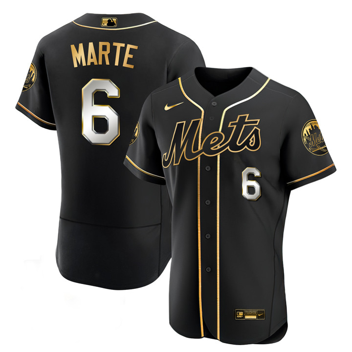 Men's New York Mets Black Limited & Gold Jersey - All Stitched