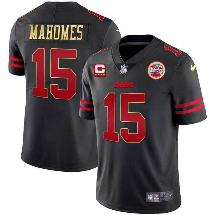 Chiefs Black Red Vapor Jersey - All Stitched