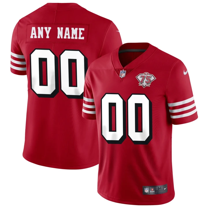 49ers 75th Anniversary Patch Red Home Custom Name – All Stitched