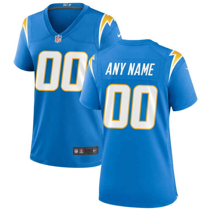Women's Los Angeles Chargers Powder Blue Custom Game Jersey – All Stitched