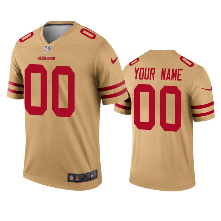 49ers Custom Gold Inverted Legend Jersey - All Stitched