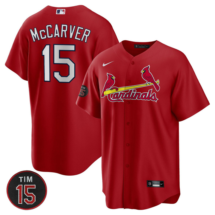 St. Louis Cardinals Tim McCarver Patch Cool Base Jersey - All Stitched