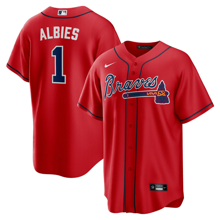 Ozzie Albies Atlanta Braves Red Jersey - All Stitched