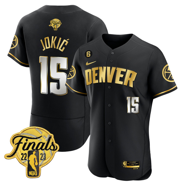 Men's Denver Nuggets 2023 Finals Patch Flex Baseball Jersey - All Stitched
