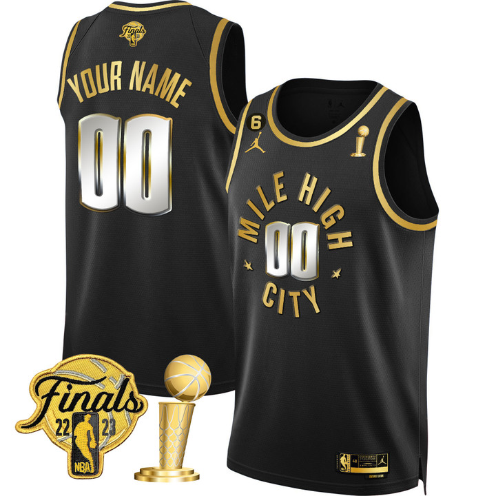 Denver Nuggets 2023 Finals & Champions Patch Gold Custom Jersey - All Stitched