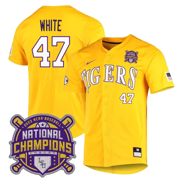 Tommy White LSU Tigers College World Series National Champions Jersey - All Stitched