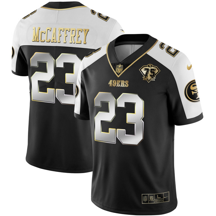 Men's 49ers 75th Anniversary Patch Alternate Vapor Black Gold & Red Gold Limited - All Stitched