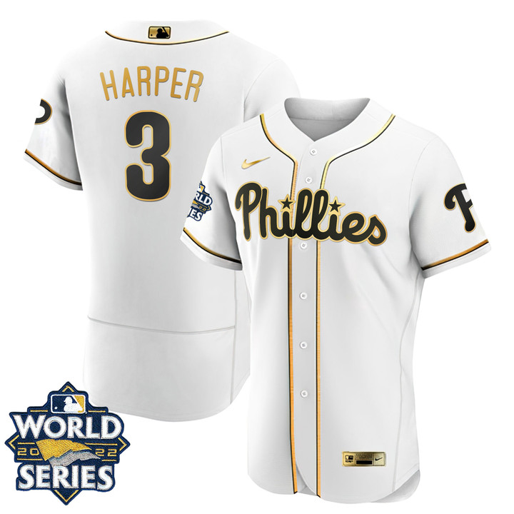 Men's Philadelphia Phillies Gold 2022 World Series Jersey - All Stitched