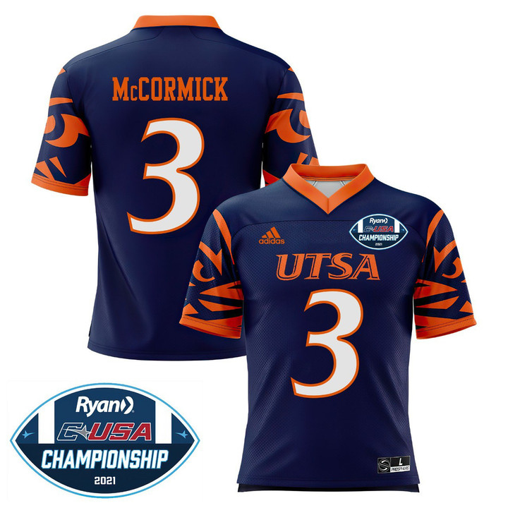 Sincere McCormick UTSA 2021 Champions Navy Jersey - All Stitched