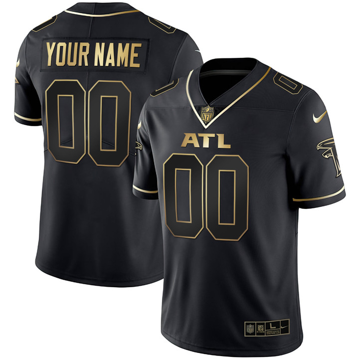Atlanta Falcons Black Gold & White Gold Custom Jersey - All Stitched