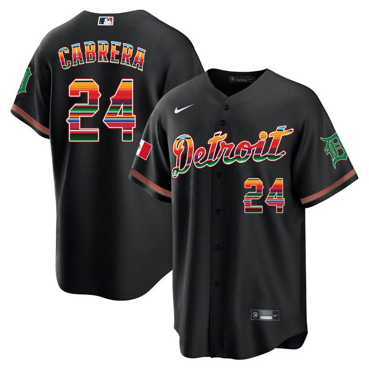Miguel Cabrera Detroit Tigers Black Mexico Jersey - All Stitched
