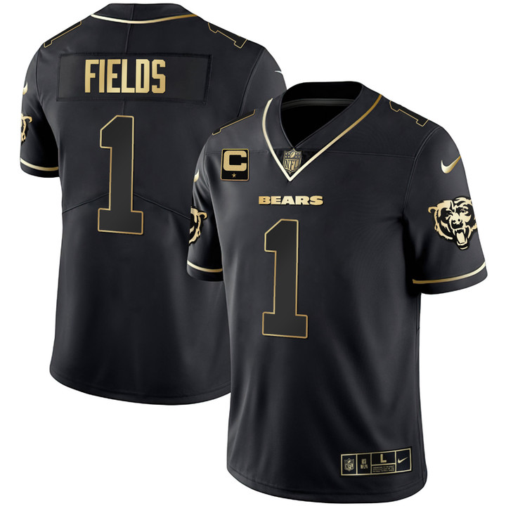 Men's Bears White Gold & Black Gold Jersey - All Stitched