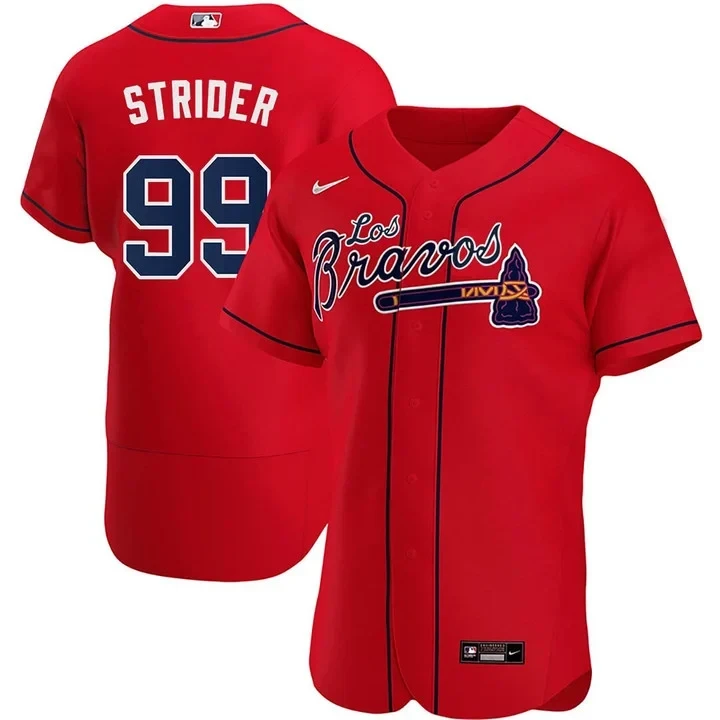 Spencer Strider Atlanta Braves Los Bravos Red Jersey - All Stitched