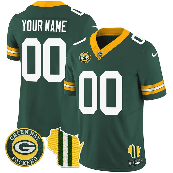 Green Bay Packers Wisconsin State Patch Vapor Limited Jersey - All Stitched