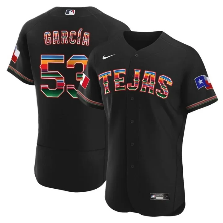 Adolis Garcia Texas Rangers Mexican Black Jersey - All Stitched
