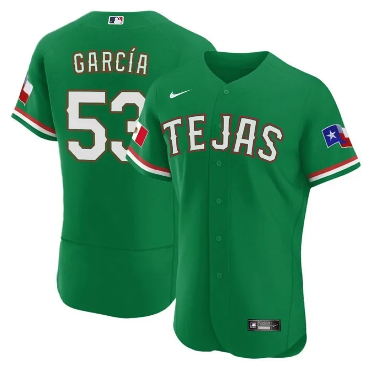 Texas Rangers Adolis Garcia Mexican Green Jersey - All Stitched