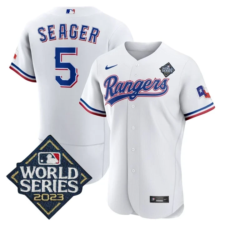 Corey Seager Texas Rangers 2023 World Series White Jersey - All Stitched