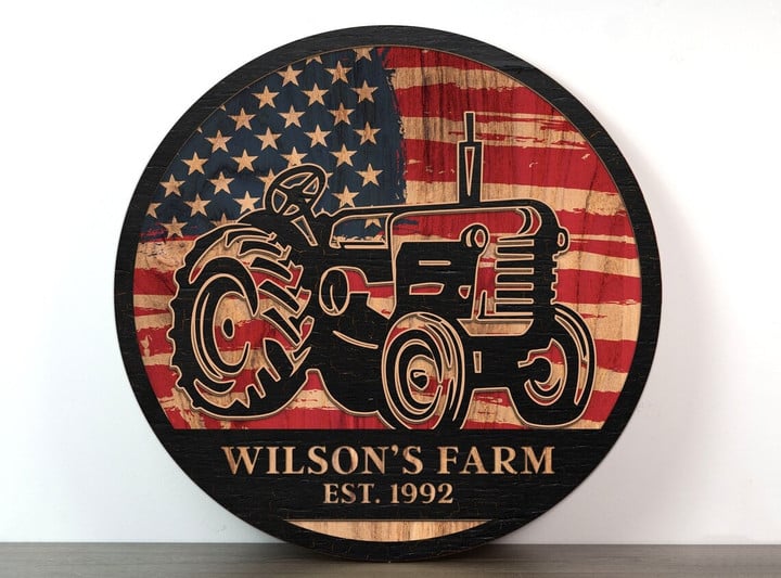 Farm Tractor - Personalized Wooden Sign
