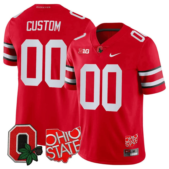Ohio State Buckeyes Ohio State & Logo Patch Custom Jersey - All Stitched