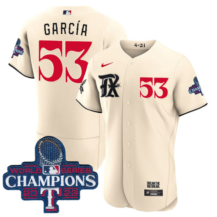 Adolis Garcia Texas Rangers City Connect 2023 World Series Champions Jersey - All Stitched