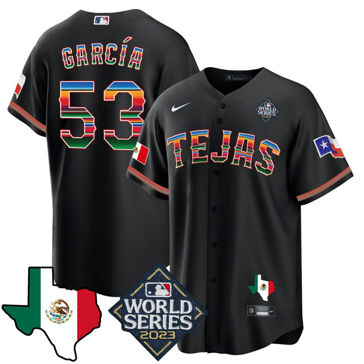 Adolis Garcia Texas Rangers Mexico World Series Jersey 2023 - All Stitched