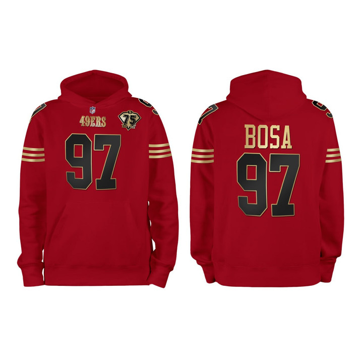 Nick Bosa San Francisco 49ers Red Gold Hoodie - Stitched