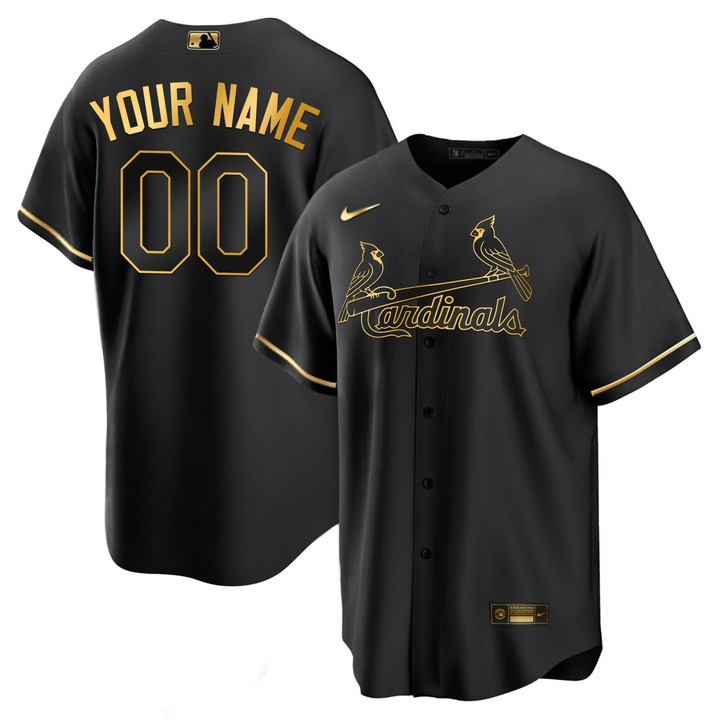 St. Louis Cardinals Black Gold Custom Jersey - All Stitched