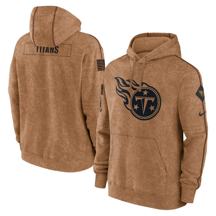 Tennessee Titans 2023 Salute To Service Brown Hoodie - Printed