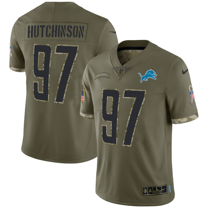 Aidan Hutchinson Detroit Lions Salute To Service Jersey - All Stitched
