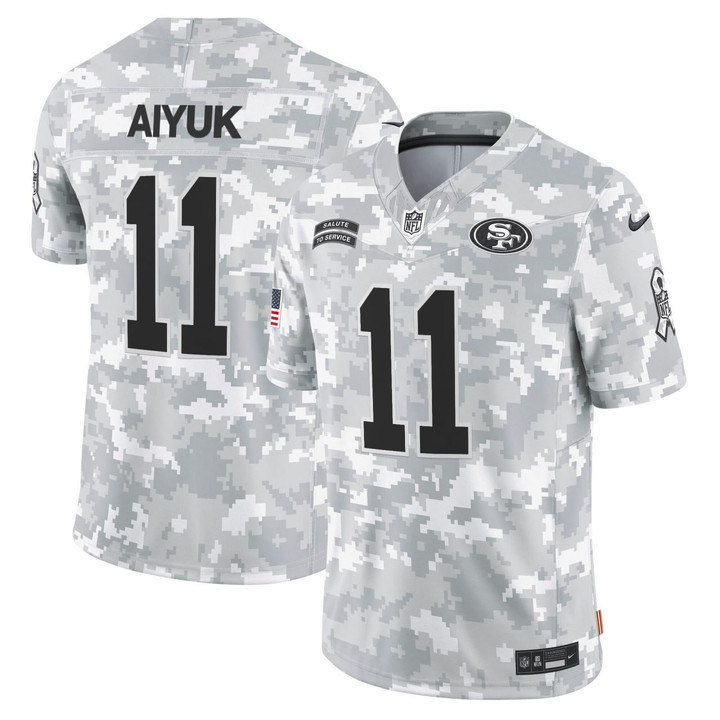 Ricky Pearsall & Brandon Aiyuk 49ers 2024 Salute to Service Vapor Limited Jersey - Artic Camo - All stitched