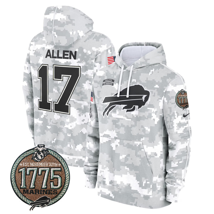 Men's Buffalo Bills 2024 Salute to Service Establishment Year Patch Fleece Pullover Hoodie - All Stitched