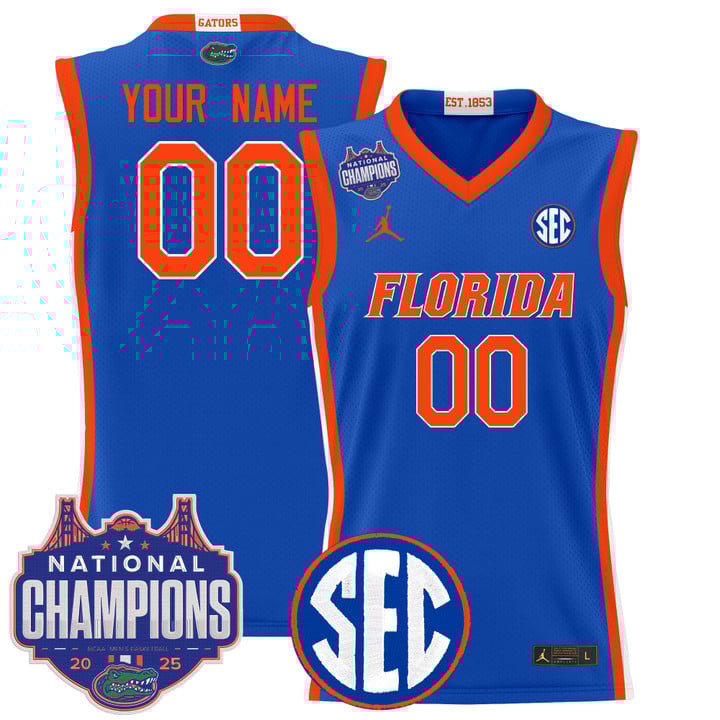 Florida Gators 2025 National Champions Patch Basketball Custom Jersey - All Stitched