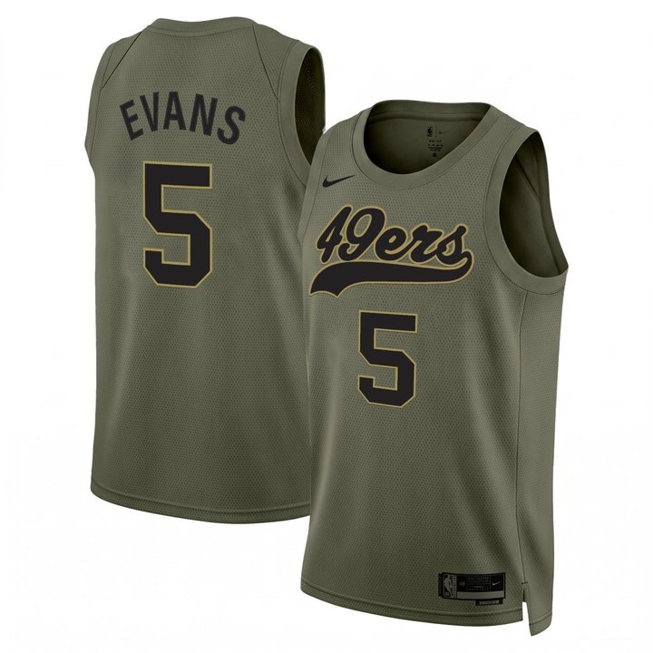Mike Evans San Francisco 49ers Olive Green Basketball Jersey - All Stitched