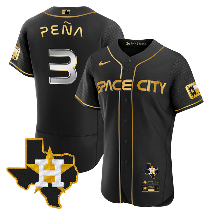 Men's Astros 2023 Space City Flex Base Jersey - Texas Patch - All Stitched
