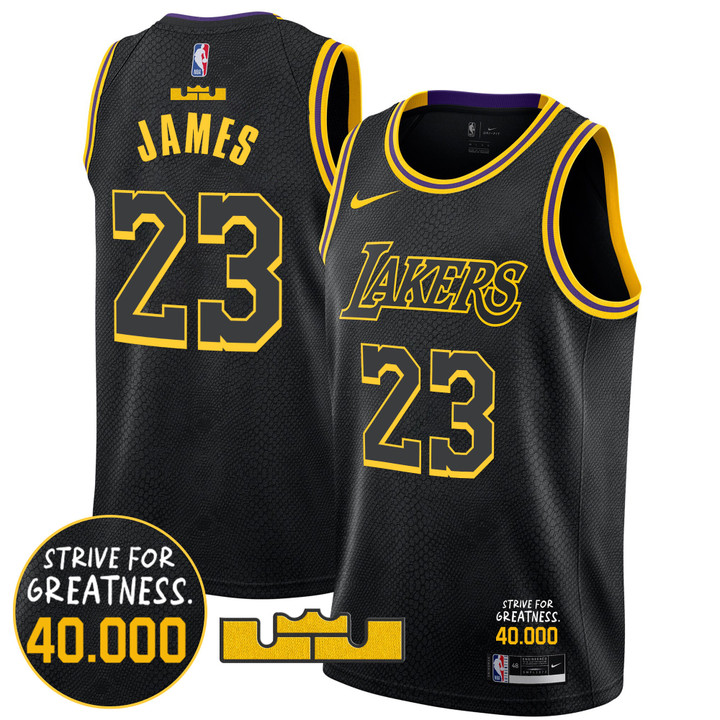Men's Lakers LeBron James 40,000 Career Points Jersey - All Stitched