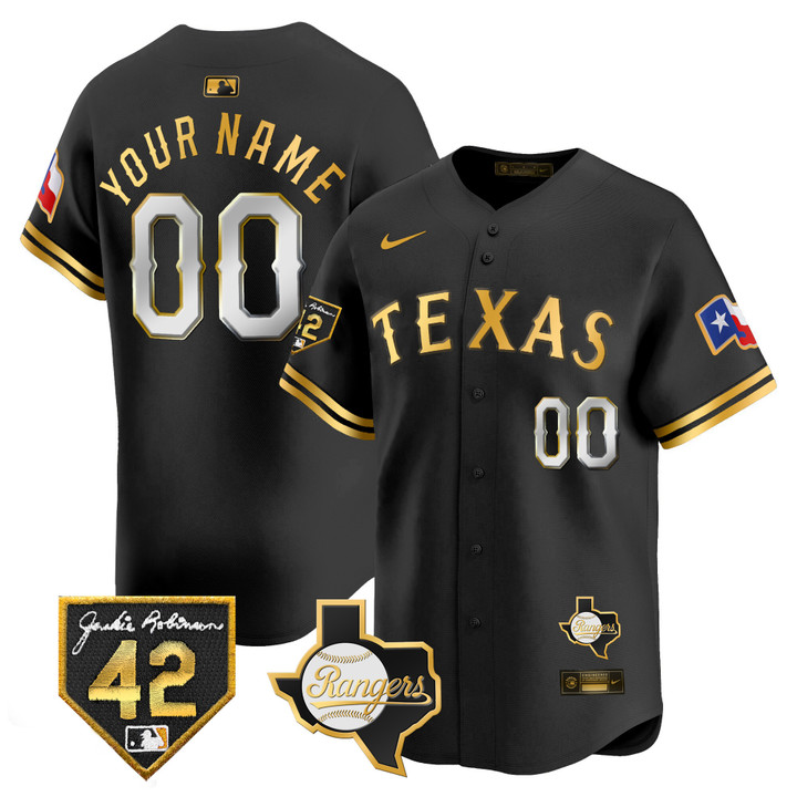 Texas Rangers Jackie Robinson Patch Vapor Premier Limited Custom Jersey - All Stitched
