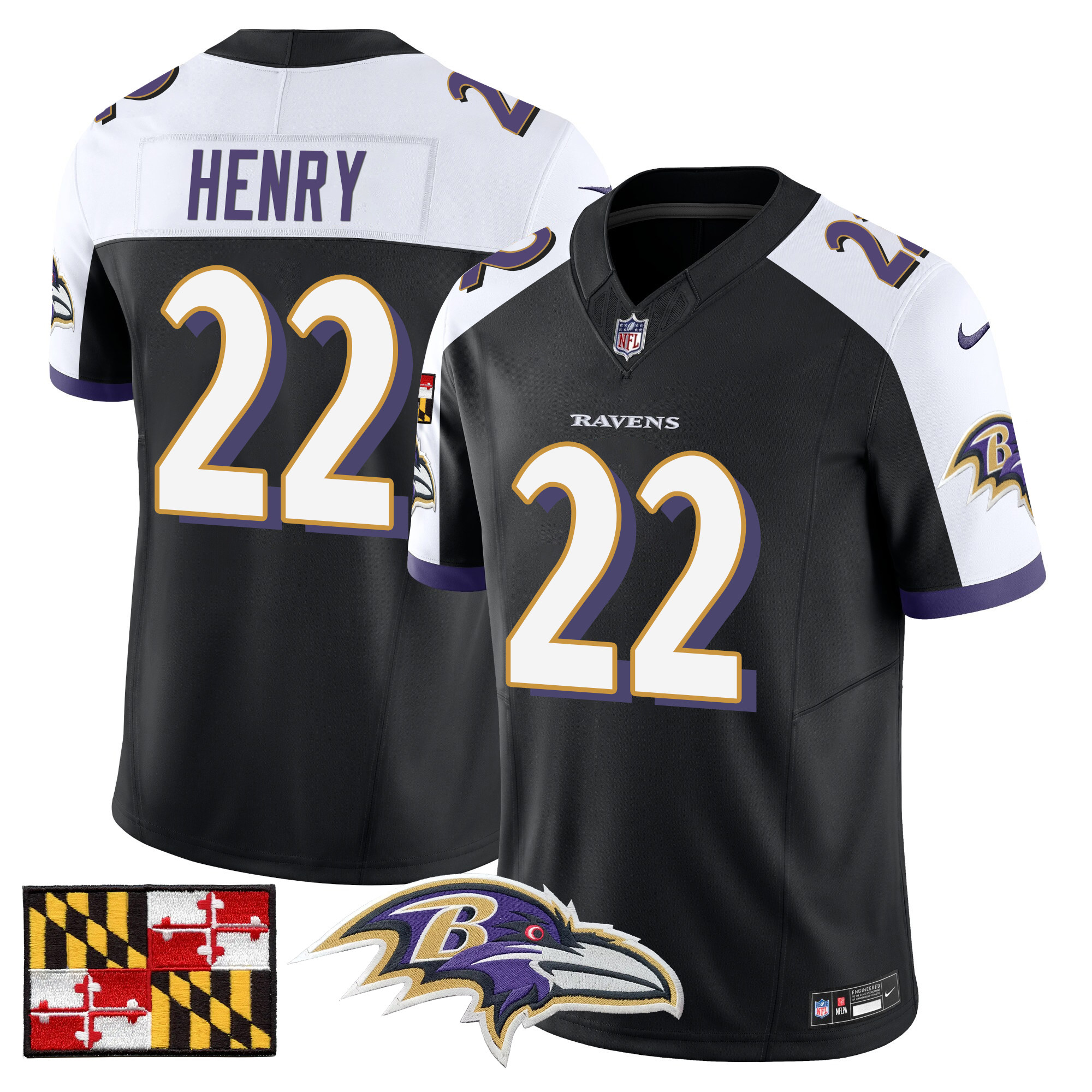 Men’s Baltimore Ravens 2024 Maryland Flag Vapor Limited Jersey – All ...
