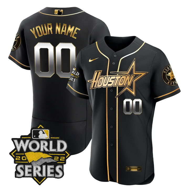 Astros World Series Black Gold Special Custom Jersey - All Stitched