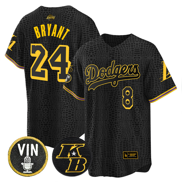 Men's Dodgers Bryant & Vin Patch Cool Base Mamba Jersey - All Stitched